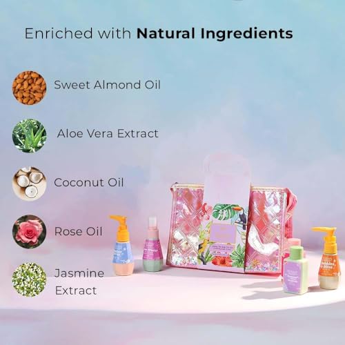 Whimsy Beauty Kids Body Care Gift Set | Moisturizer, Body Wash, Face Cleanser, Rose Water & Sunscreen | Non-Toxic Skincare Kit for Girls & Pre-Teens | Birthday Return Gift (Pack of 5)