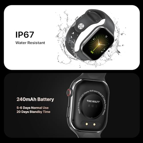Fire-Boltt Brillia Smart Watch 2.02” AMOLED Display, Bluetooth Calling, SpO2, Heart Rate Monitor, 120+ Sports Modes, Fitness Tracker, Voice Assistant, Smart Watch for Man & Women– Grey