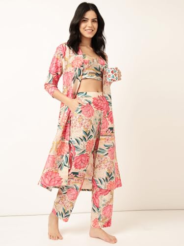 STORIES OF BANNO'S SWAGGER | Woman Polyester Printed Coord Set | Pajama Set | Coord Set for Women Pink