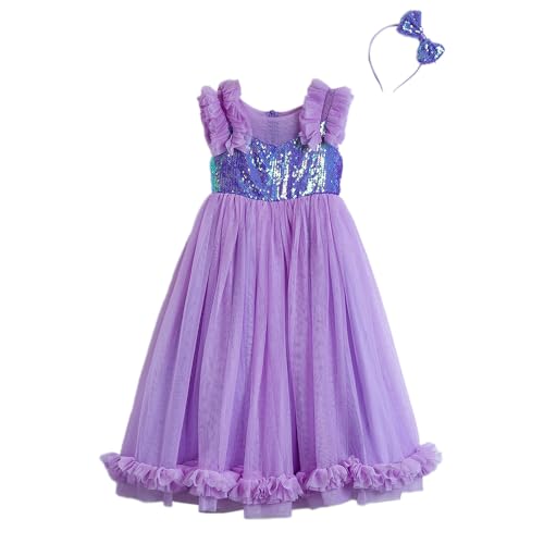 Hopscotch Girls Purple Sleeveless Ruffled Sequined Gown for Age (2-3 Years)