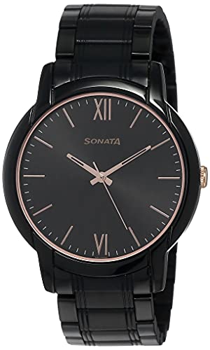 Sonata Beyond Gold Analog Black Dial Men's Watch-NN77031KM03/NP77031KM03