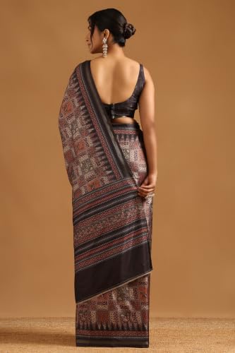 Soch Womens Grey Art Silk Ethnic Motifs Saree