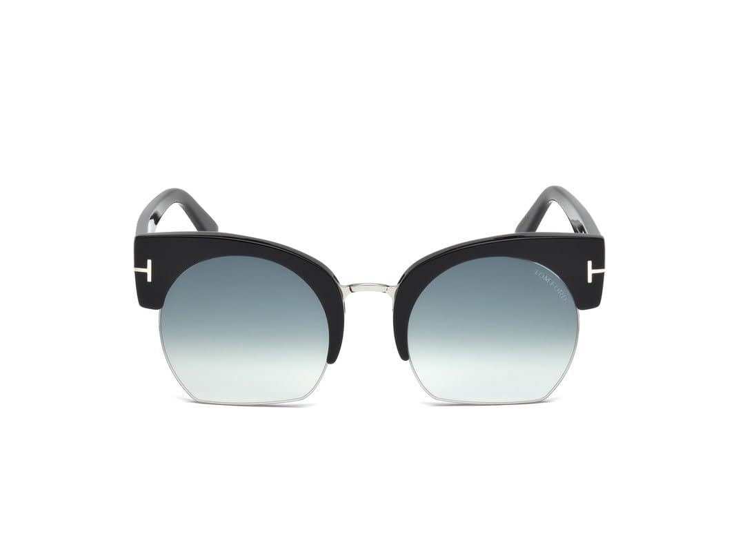 Tom Ford | UV Protected Lens for Women | Half Rim shiny black gradient blue Frame | Lens Colour: Blue | Medium | FT0552 55 01W