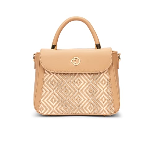 Caprese Wind Small Satchel Bag for Women | Woven Texture Faux Leather Shoulder Bag with Adjustable & Detachable Strap | Dual Zipper & Magnetic Button Closure for Office & Casual Use (Mocha Mousse)