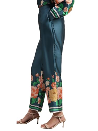 VERO MODA Women's Regular Fit High-Rise Blue Pants