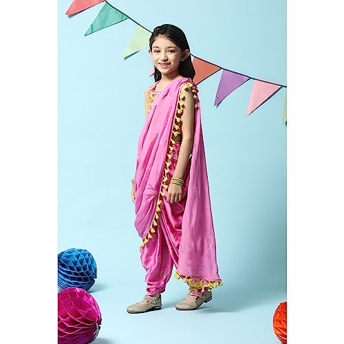 BIBA Girl's Cotton Printed Relaxed Salwar Suit Set (Kw5147_Violet_7)