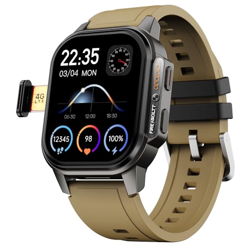 Fire-Boltt Snapp Smart Watch, Selfie Camera, 4G Nano-SIM Slot, 54.1mm AMOLED Display, Play Store- Unlimited apps, 1000mAh Battery, 2GB/4GB RAM + 16GB/64GB ROM (Alpine Olive)