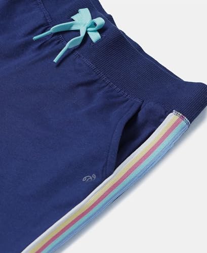 Jockey Girls Super Combed Cotton Regular Fit Shorts with Side Pockets & Drawstring Closure_Style_AG63_Blue Depth_11-12 Yrs