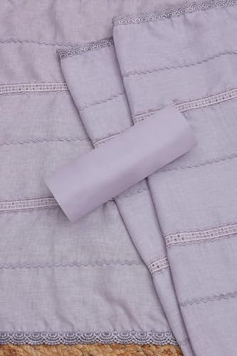 Soch Womens Lavender Linen Solid Unstitch Dress Material With Corsage