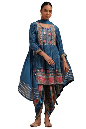 Soch Women's Crepe Salwar Suit Set (EWA5CD22117_Blue
