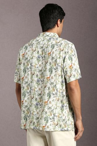 Louis Philippe Men Green Print Half Sleeves Casual Shirt