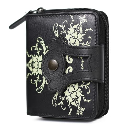 WildHorn RFID Protected Genuine Leather Wallet for Women with 8 Card Slots | Stylish Purse for Women/Girls (Black)