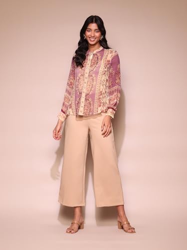 Label RITU KUMAR Lilac Floral Print Shirt Blouse with Inner