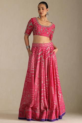 Soch Women's Viscose Lehenga Choli (OWS5CD21479_Pink_XL)