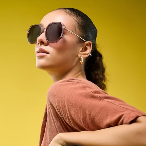 HASHTAG EYEWEAR Women Branded Latest and Stylish Sunglasses | Polarized and 100% UV Protected |Women Goggles| (Hexagonal, Pink)