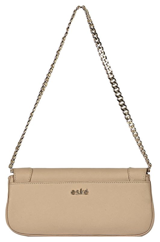 eske Rachel, the Chain Shoulder Bag | Vegan Leather Evening Purse for Women | Twist Lock Closure | 1 Main Compartment | Slip Pocket & 4 Card Holders | Gold Chain Strap | Small Party Crossbody