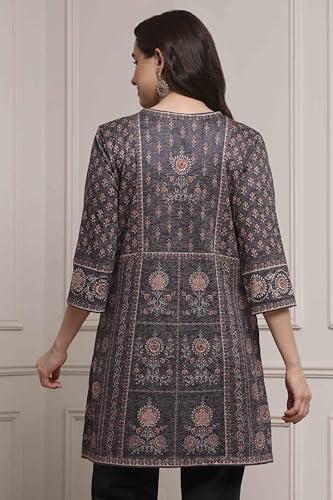 Biba Women Brown Blended Printed Kurta_42