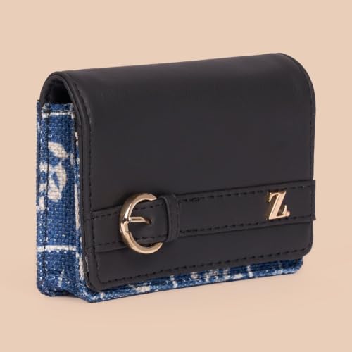 ZOUK Demi Wallet for Women – Stylish Denim Crossbody with Chain Strap & Silver Accent | Handcrafted Wallet with Zipper Pocket, Card Slot & Water-Resistant Lining | Lakshadweep Azure
