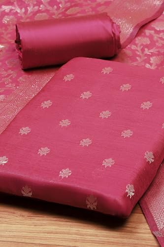 BIBA Women Pink Cotton Unstitched Suit Set_FREE SIZE