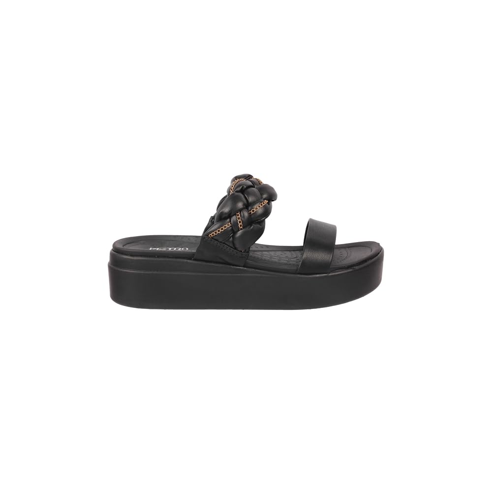 Metro Women Black Unique Weave-Like Strap Platform Heel Fashion Sandal UK/5 EU/38 (41-291)