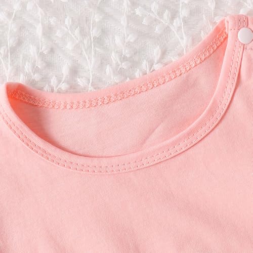 Hopscotch Baby Girls Graphic Print Short Sleeves Pink Rompers For Ages (6-9 Months)