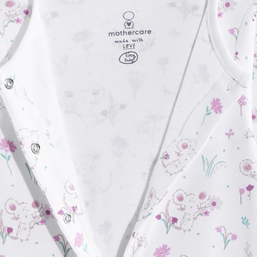 Mothercare Baby-Girls Printed Full Sleeves Sleepsuit - Whilte/Pink