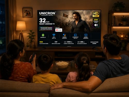 32 inch smart tv Android Frameless Smart LED TV HD Ready Built-in WiFi | HDMI & USB Connectivity | Built-in Apps Compatible,YouTube, Netflix, Prime Video More Premium Design