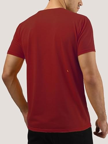 T-70 Men's Comfortable Graphic Printed Round Neck Poly-Cotton T-Shirt | Color - Mahroon | Size - 4XL
