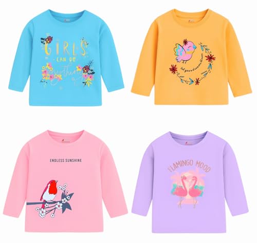Lush Plush Baby Boys & Girls Cotton Full Sleeves Pastel T-Shirt for Infants, Newborns, Toddlers 4-5 Years (Multicolor Combo Set) (340)