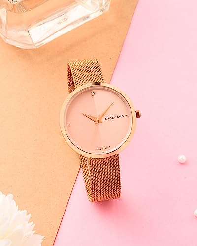 Giordano Eleganza Collection Analog Wrist Watch for Women with Color Variant, Stylish Wired Metal Mesh Band| Ladies | Girls - GD-4062