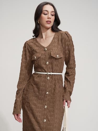 Tokyo Talkies Women V Neck Regular TTJ6012376 Brown L