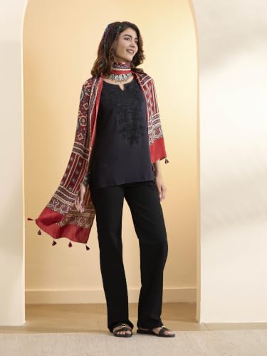 BIBA Ajrakh Modal Silk Casual Dupatta