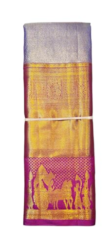 VFCollections Women's Traditional Handloom Kanchipuram Silk Pure Pattu Sarees – Peacocks Border | Rich Zari Woven Design | Bridal Saree | Unstitched Blouse