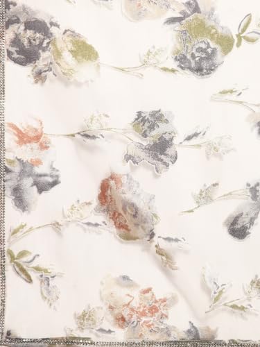 MOHEY Grey Organza Mirror Embroidered Saree for Women