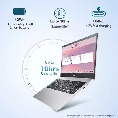 ASUS Chromebook Intel Celeron Dual Core N4500 - (8 GB/64 GB EMMC Storage/Chrome OS) CX1500CKA-EJ0275 Chromebook (15.6 Inch, Transparent Silver, 1.80 Kg)