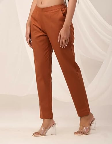 Cotton Trouser Pants for Women Regular Fit Solid Airy Linen Kurti Pant Casual Formal Office Use