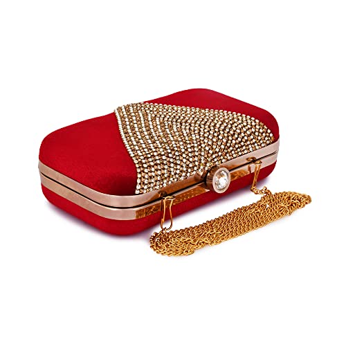 For The Beautiful You Red Embroidered Women's Clutch (410)