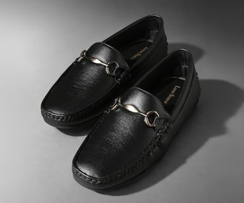 LOUIS STITCH Men’s Jet Black Formal Slip-On Loafer Shoes | Soft Touch & Lightweight | LSVSFL-06 |UK-8