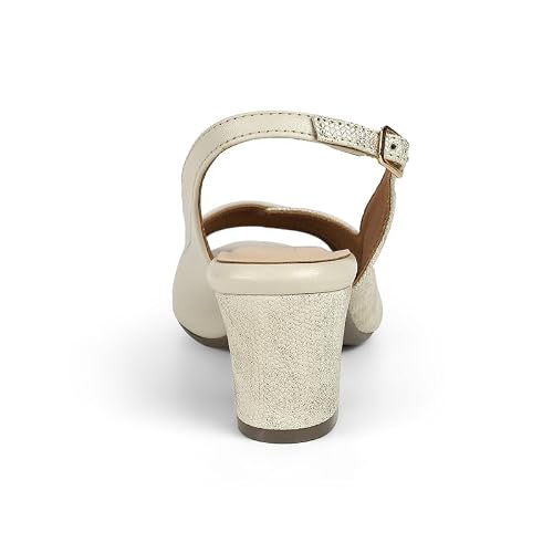 tresmode FLAR Cream Women's Dress Block Heel Sandals in Size 8 UK / 41 EU