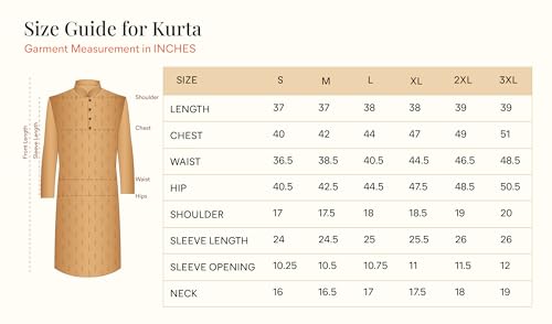 Manyavar Men's Cotton Blend Ikat Prints Full Sleeves Casual Mid-Length Kurta (Mustard,XL)