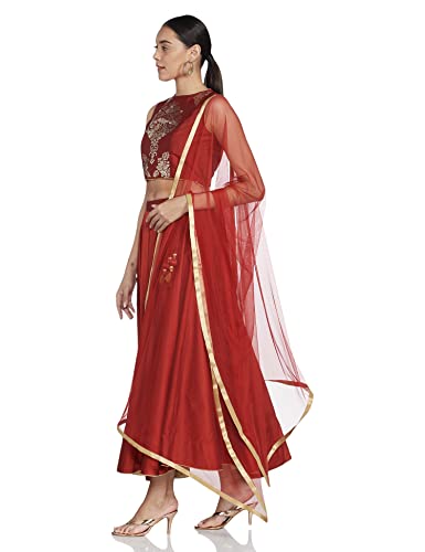 BIBA Women synthetic Lehenga Choli(SKD5700_Wine_38)