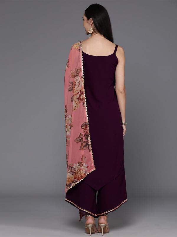 Ahalyaa Women's Polyester Kurta Set (AHKUDUPZ-COMBO-701-SS-25_Burgundy