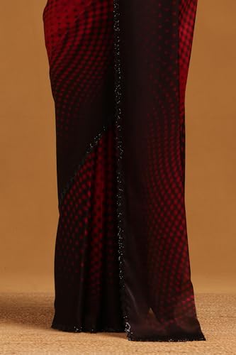 Soch Womens Fuchsia Organza Geometric Saree With Stone Work