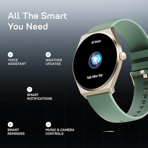 Fire-Boltt Phoenix Nova Smartwatch 1.43” Slim Super AMOLED Display, 466x466 Pixel Always-On Display, Bluetooth Calling, Health Tracker for Men & Women Mist Jade
