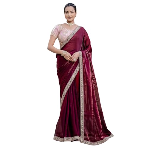 Meena Bazaar Women's Art Silk Saree | Elegant Designer Silk Saree | Soft Lightweight Traditional Ethnic Saree for Wedding, Festival, Party & Special Occasions