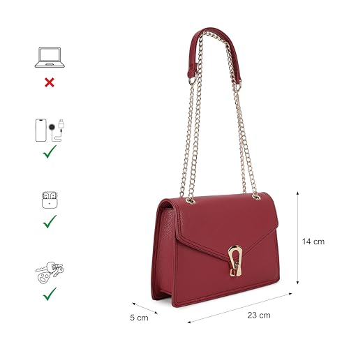 Fastrack Casual Sling Bag with Lock Closure for Girls, Medium Size with Internal Organiser, Handheld Design and Metal Chain Sling