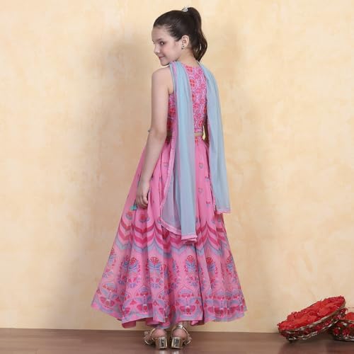Biba Girl's Polyester Lehenga Set (KWSMCR6248SS25PNK_Pink_2-3 Year)