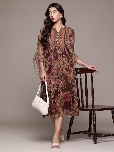 Aarke Ritu Kumar Olive Petal Paisley Midi Dress