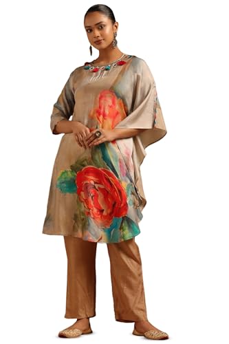 Soch Womens Multicolour Dola Silk Botanical Co-ord Set With Tassels Details