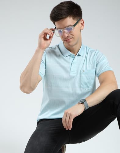 Monte Carlo Mens Regular Fit Collar Neck Half Sleeve Striped T-Shirt Green MPack of 1